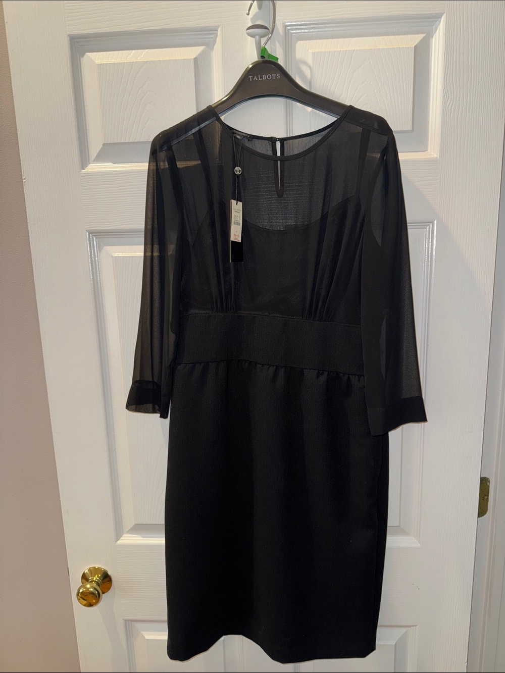 Talbots Black Sheer Sleeve Cocktail Dress
